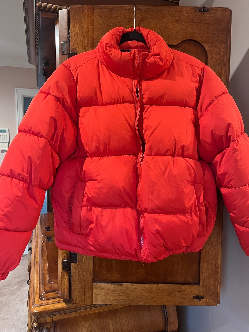 Red Ladies Puffer Jacket - Warm Winter Coat
